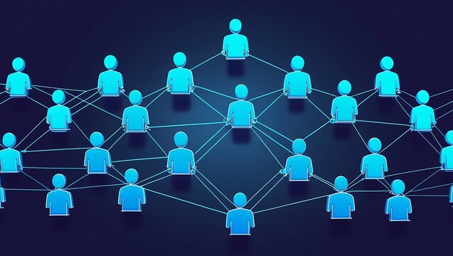 A diverse group of people interconnected by a digital network - Powered by Adobe