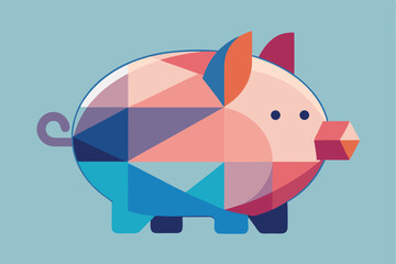 Minimalist piggy bank design featuring clean geometric curves in a soft color palette against a soothing background