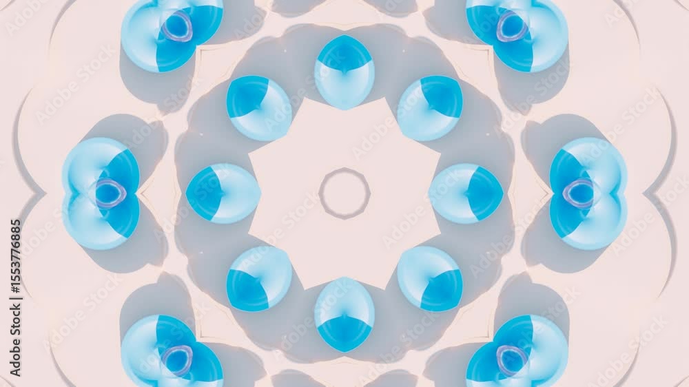 Poster mesmerizing 3d geometric kaleidoscope animation with vivid mosaic ornaments and abstract background 