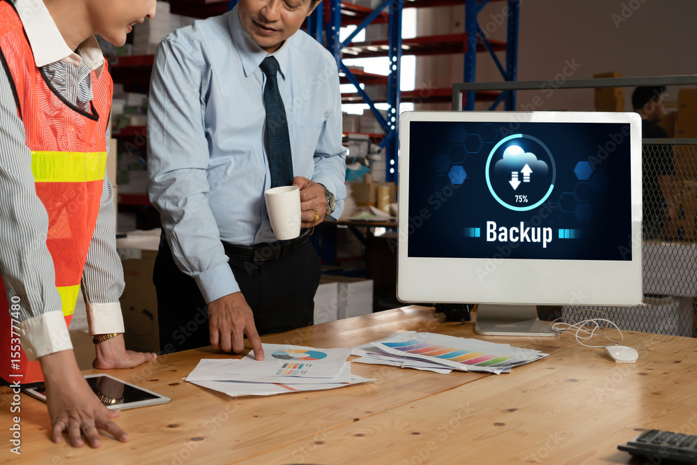 Poster backup storage data internet technology business concept. database storage cloud technology file dat