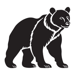 Obraz premium Black bear silhouette isolated on white 