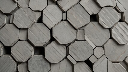 Textured Hexagonal Concrete Blocks Arranged in Intricate Patterns, Showcasing Modern Architectural Design and Construction Techniques