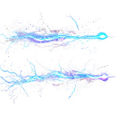 Vibrant electric blue lightning effects, Dynamic electric blue lightning effects burst with vibrancy, isolated on transparent background