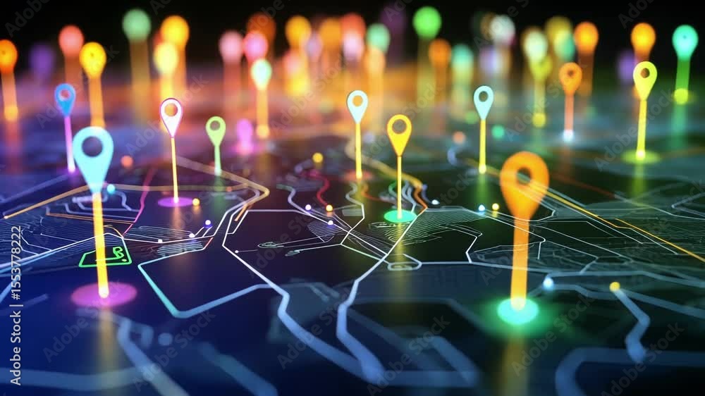Aufkleber a vibrant holographic map pinpointing health facilities with animated indicators showing wait times 
