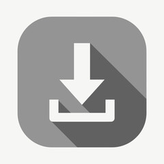 Download icon with downward arrow in gray minimalist design  
