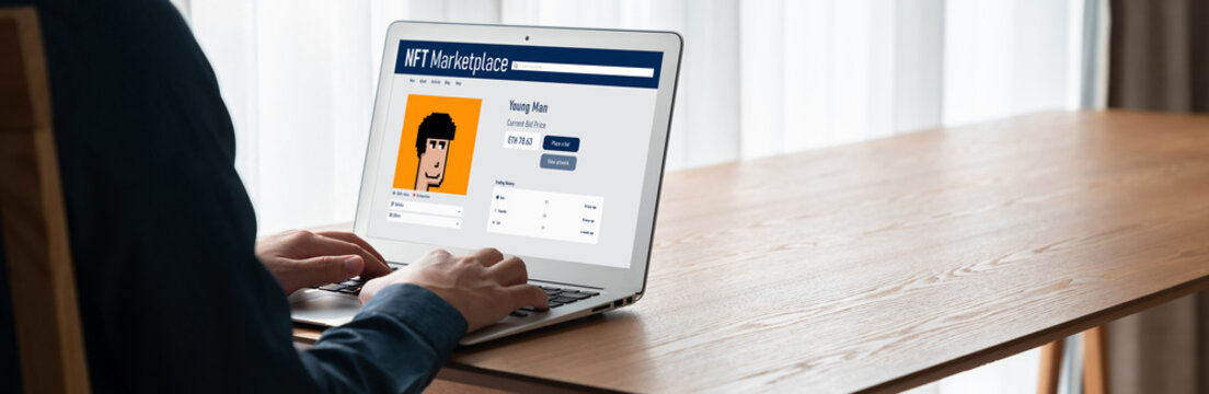 NFT marketplace provide modish sale channel for digital artist to sell their works online on the internet network - Powered by Adobe