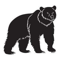 Fototapeta premium Black bear silhouette isolated on white 