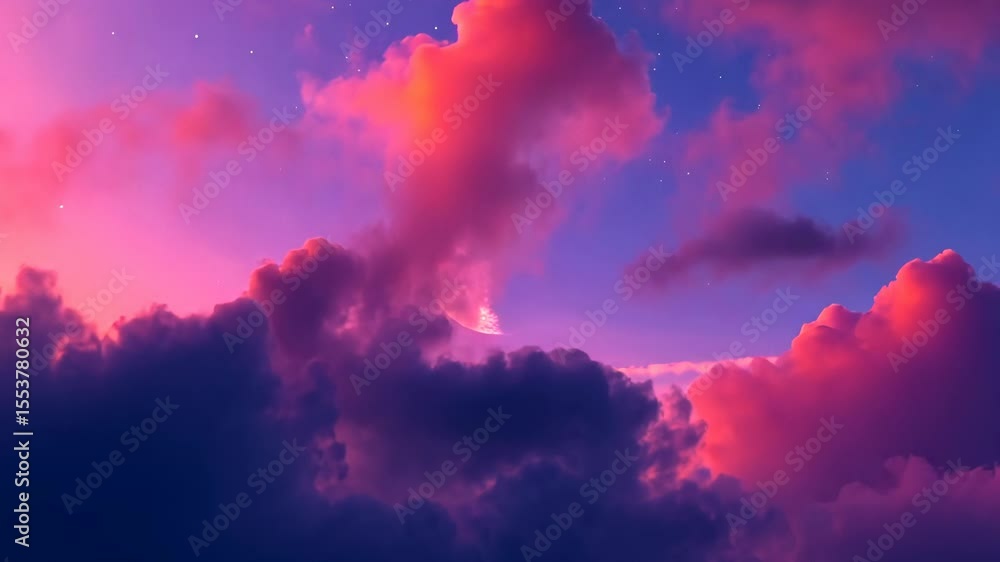 Wall mural cloudy sky with full moon