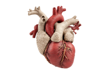 PNG Detailed anatomical model of a human heart with arteries and veins