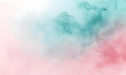 Fototapeta premium Ethereal teal smoke swirls above soft pink hues, creating a drea
