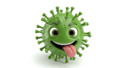 Fototapeta premium Cartoon Virus with Tongue Out and Googly Eyes