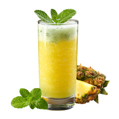 Colorful pineapple mint juice with tropical flavor