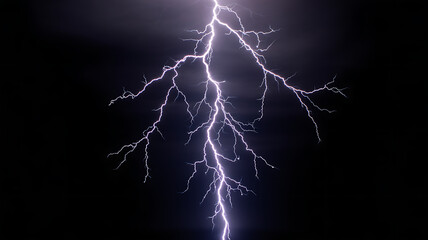 Dramatic Lightning Strike Across Dark Night Sky