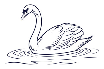 Graceful Swan Floating on Water Illustration