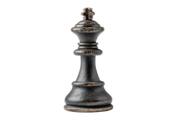PNG Antique wooden chess king piece against black background