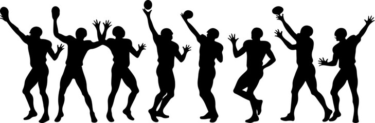 Obraz premium American football jump, jumping, ball, sport, team, vector