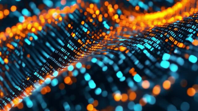 Abstract Digital Wave: Flowing Code in Vibrant Hues