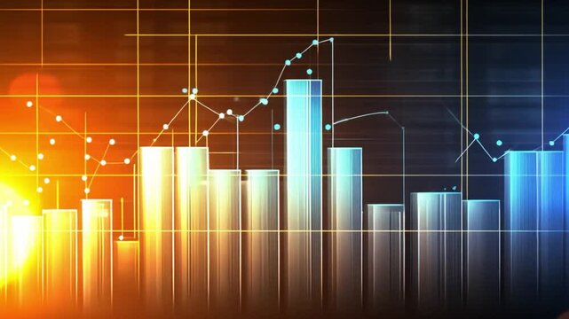 Financial Data Visualization: Abstract Graph Showing Growth and Fluctuation
