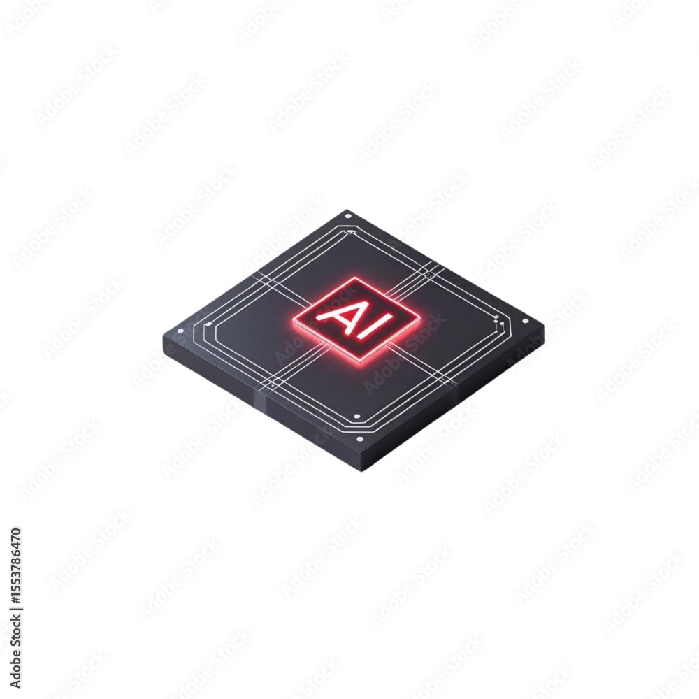 Poster isometric artificial intelligence ai chip processor technology future innovation machine learning co