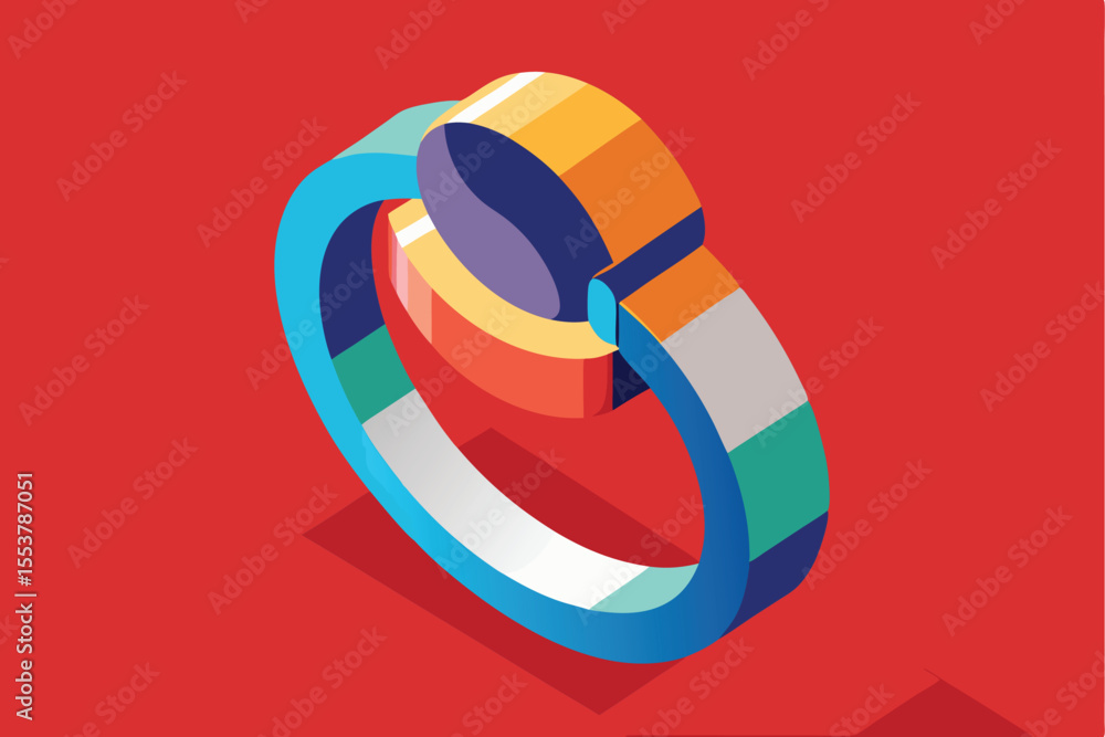 Poster abstract vector illustration showcasing a colorful phone ring holder with modern design elements and