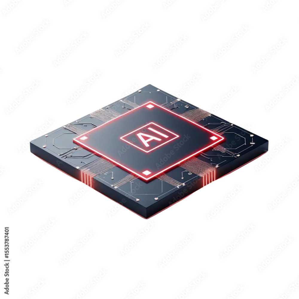 Poster ai chip technology concept artificial intelligence processor modern computer hardware innovation and