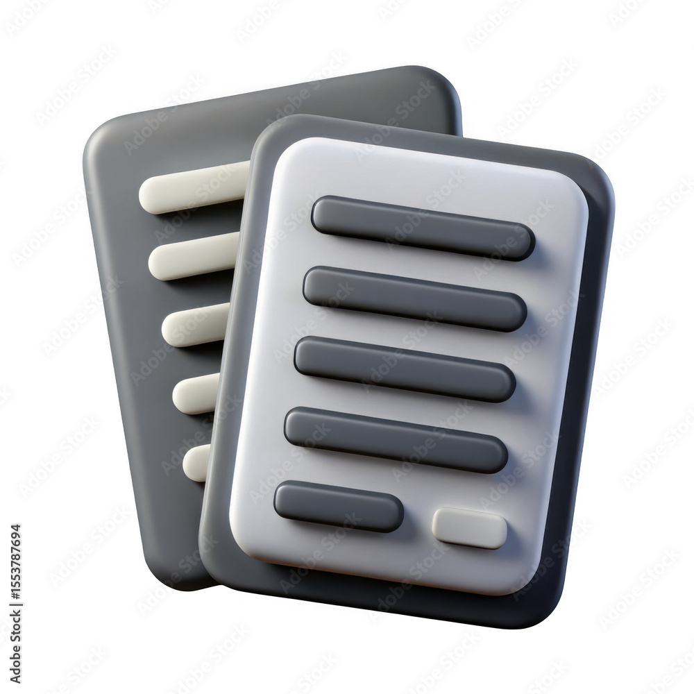 Aufkleber 3d rendered stack of documents isolated on transparent background