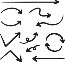 Line art sketch arrow decoration element icon set vector illustration
