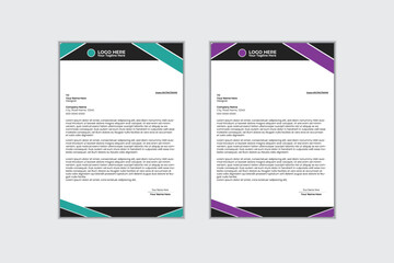 Business style letterhead template design with blue and orange color