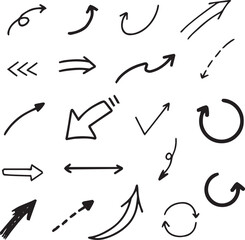 Line art sketch arrow decoration element icon set vector illustration