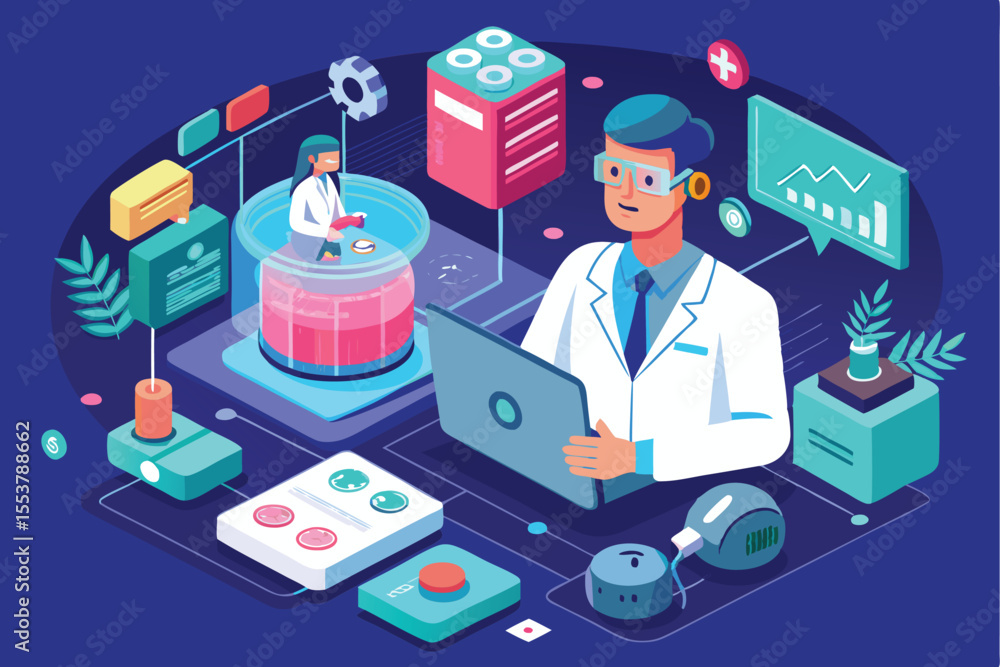 Poster doctor integrates artificial intelligence for advanced medical analysis and patient monitoring in a 