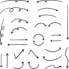Line art sketch arrow decoration element icon set vector illustration