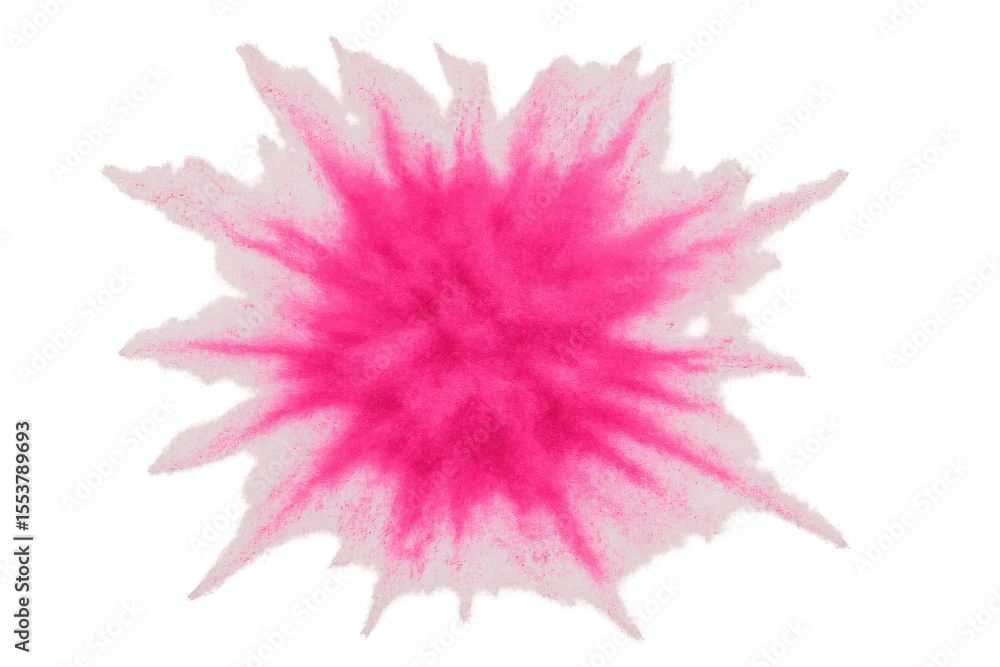 Poster pink powder exploding on transparent background, creating a star shape, ideal for creative projects