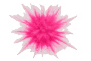 Pink powder exploding on transparent background, creating a star shape, ideal for creative projects