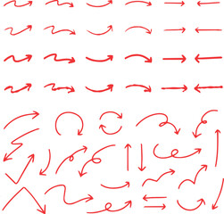 Line art sketch arrow decoration element icon set vector illustration