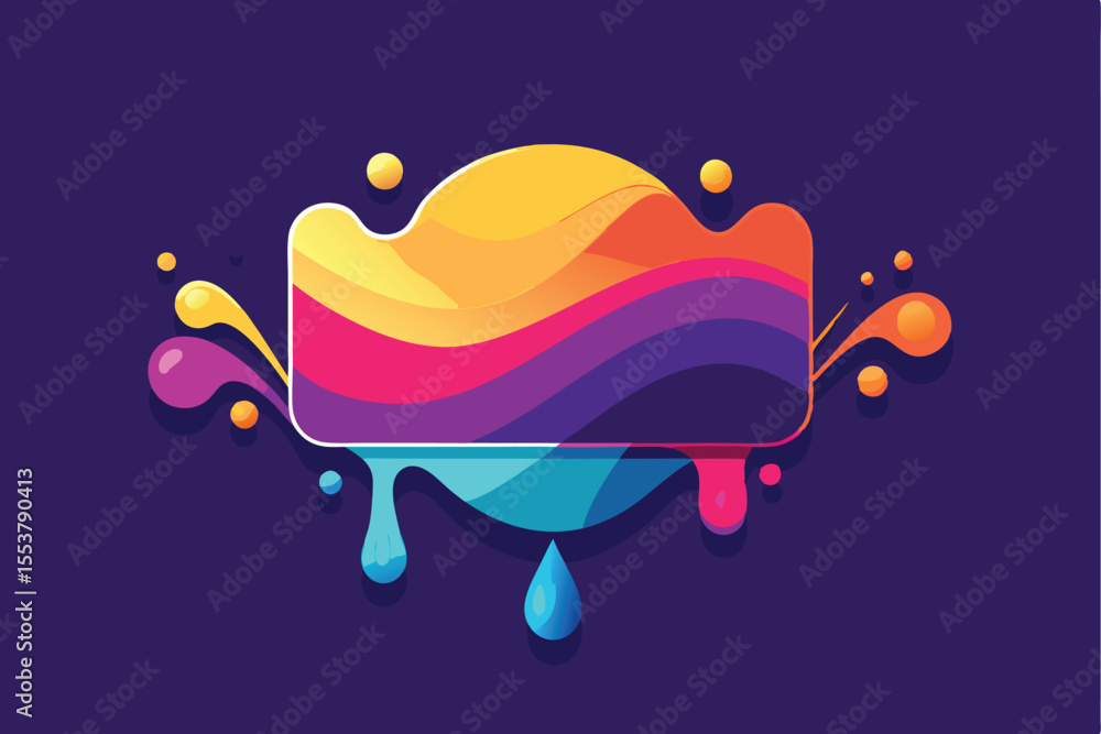 Poster modern abstract geometric liquid banner with vibrant colors and playful shapes on a dark background 