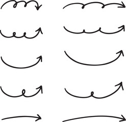 Line art sketch arrow decoration element icon set vector illustration