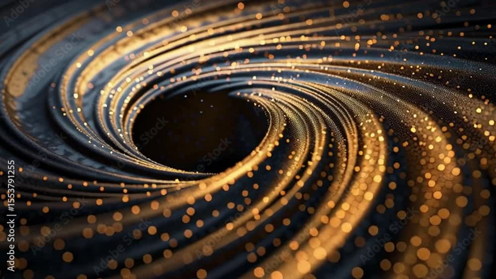 Poster mesmerizing abstract swirl of golden particles creates captivating texture and movement, evoking sen