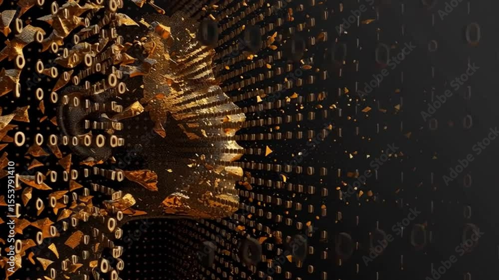 Poster digital transformation stunning artistic representation of human face in binary code, symbolizing in
