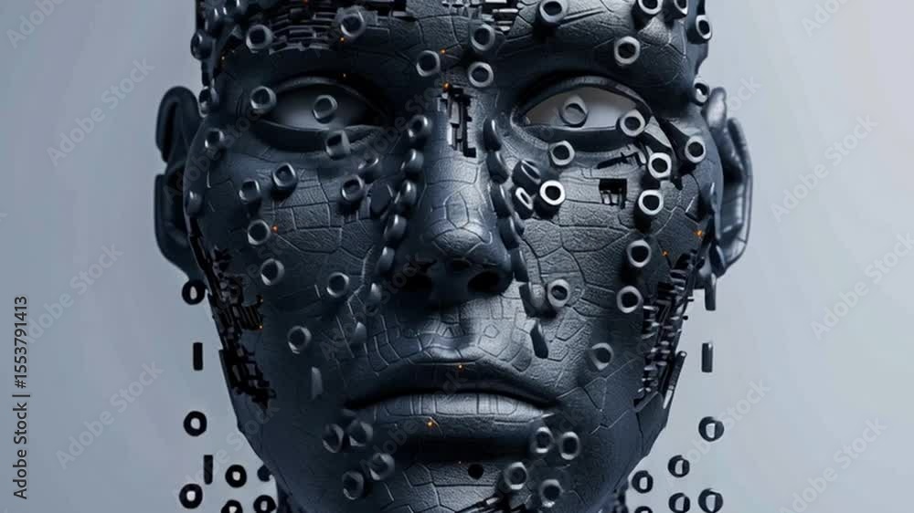 Poster futuristic robotic face an abstract design of mechanical parts showcasing advanced technology and ar