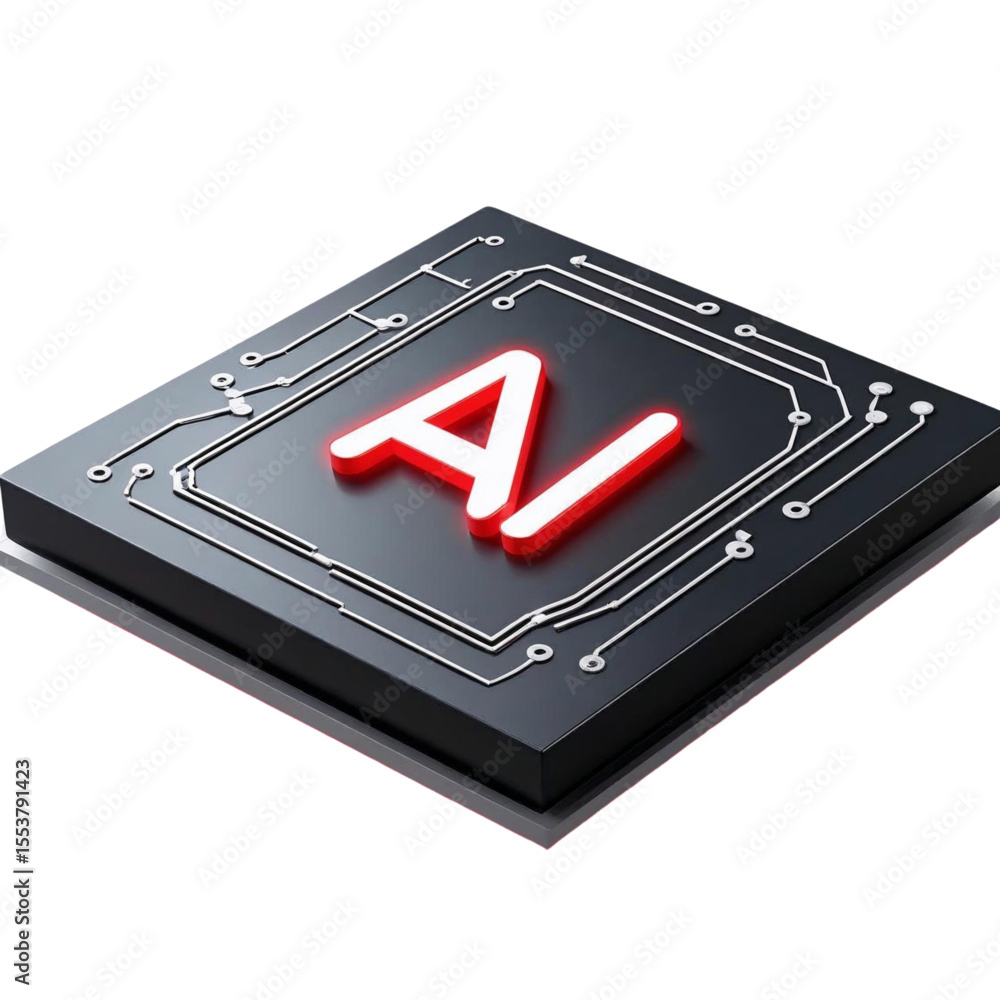 Poster ai artificial intelligence chip technology concept for machine learning and neural network system de