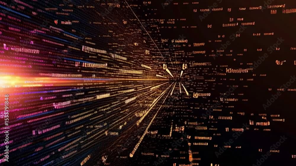 Poster abstract digital background with vibrant lines and glowing particles, showcasing speed and innovatio