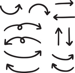 Line art sketch Hand drawn arrow decoration element icon set vector illustration