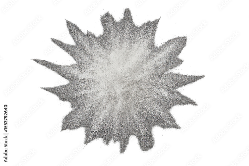 Poster white powder exploding and creating a star shape on a transparent background, perfect for adding a d