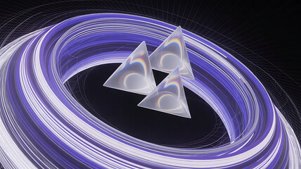 Prismatic Triangles Within a Swirling Vortex of Light