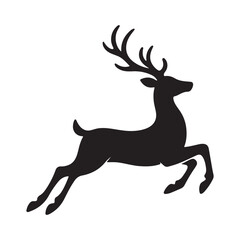 Majestic Silhouette of a Reindeer Leaping Through the Air Symbolizing Christmas, Wildlife, and Holiday Spirit with Antlers and Graceful Movement