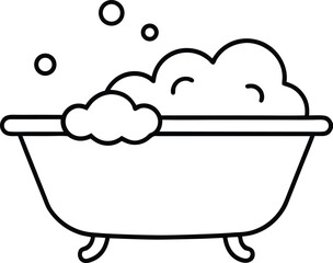 bubble bath icon line art vector illustration on transparent background