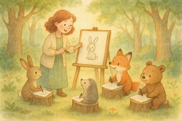 Children Holding Hands in Autumn Forest