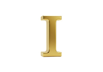 Golden Letter I isolated on transparent background