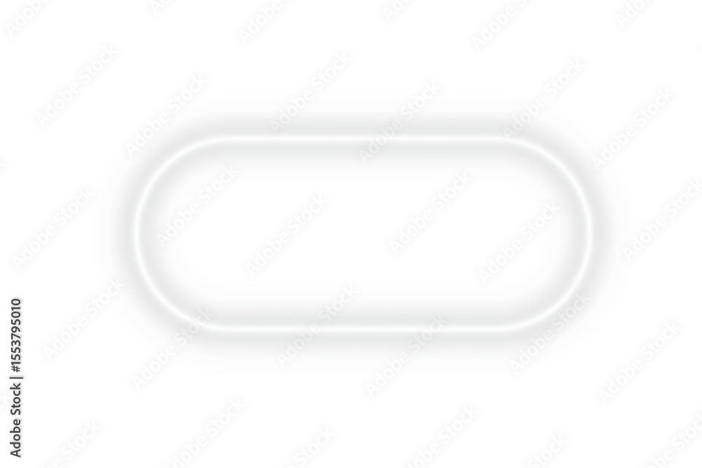 Poster bright white neon glowing rectangle with full rounded corner frame and empty space light effect on t