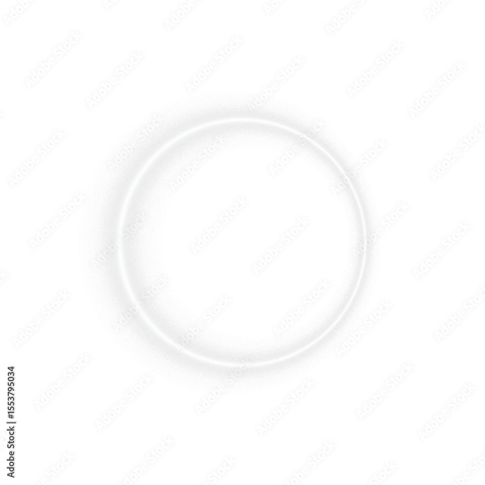Poster bright white neon glow circular ring circle frame with thin one side light effect and empty center s